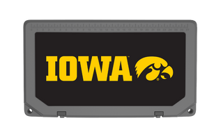 Grizzly Cooler with Iowa Hawkeyes adhesive base & lid graphics