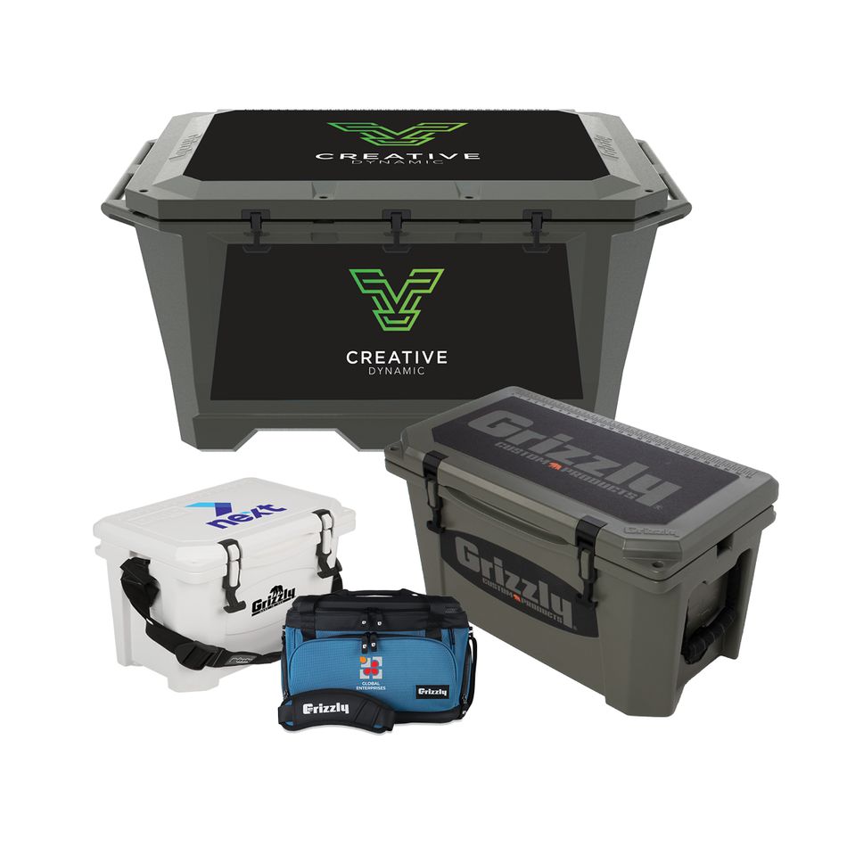 Custom Cooler Box Personalized gifts, branded water bottles, custom coolers – Grizzly Coolers