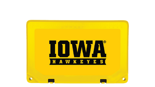 Grizzly Cooler with Iowa Hawkeyes adhesive lid graphic