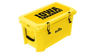 Grizzly Cooler with Iowa Hawkeyes adhesive lid graphic